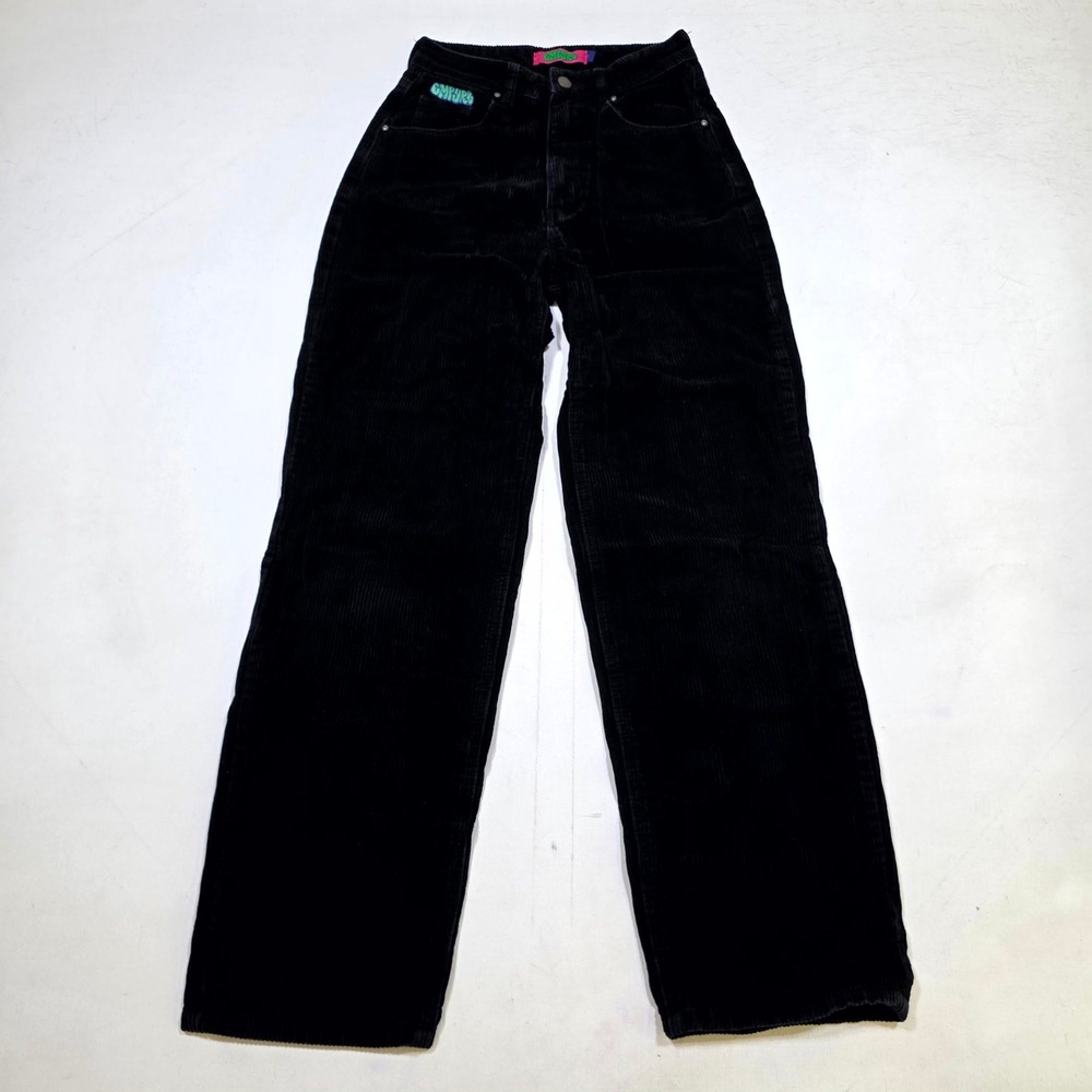 Empyre Tori Corduroy Pants 1 Black Wide Leg High Waisted Skater Grunge Baggy